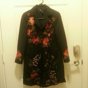 Embroidered Women's Long Blazer